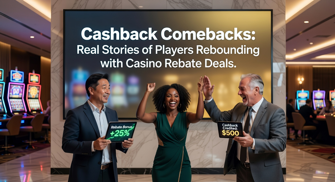 A player celebrating a cashback win at an online casino interface, highlighting rebate success