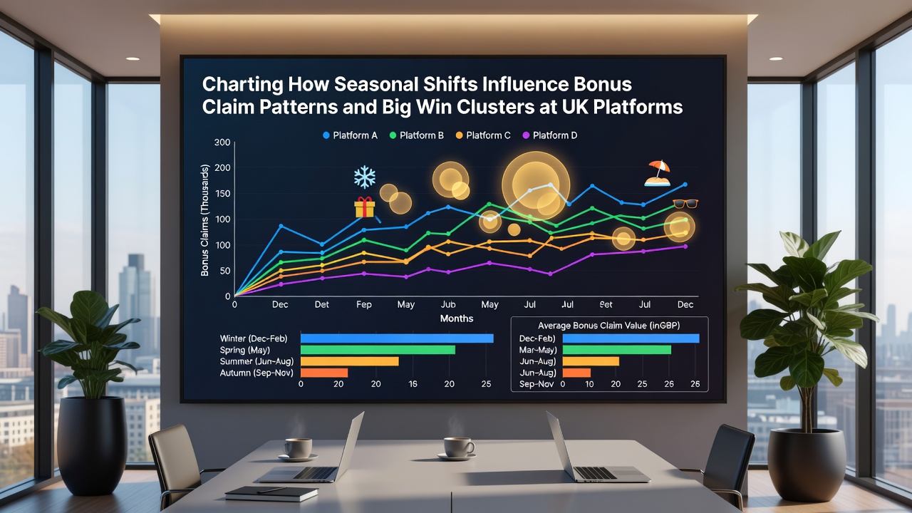 Data visualization of big win frequency by month highlighting peak clusters during winter and autumn periods on UK platforms