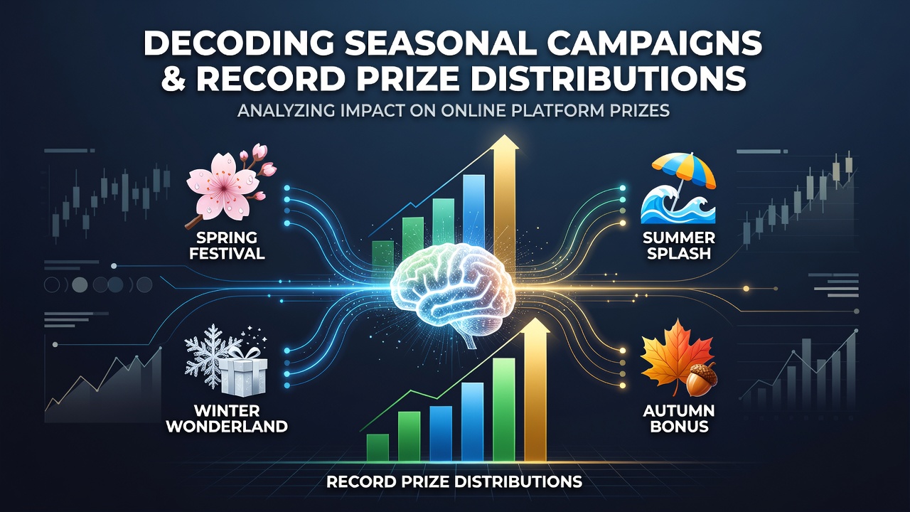 Charts and statistics showing prize distribution growth during seasonal campaigns at online platforms