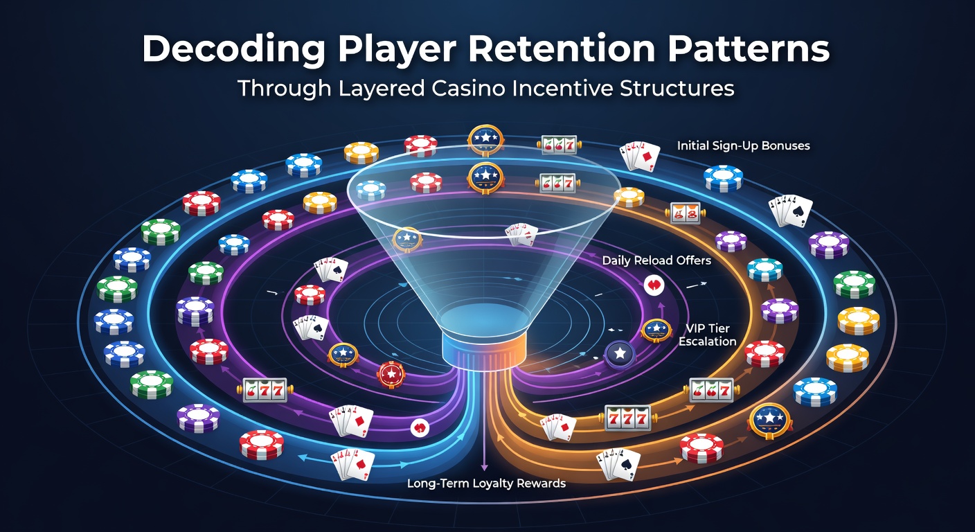 Casino interface showing layered bonus tiers and player retention dashboards