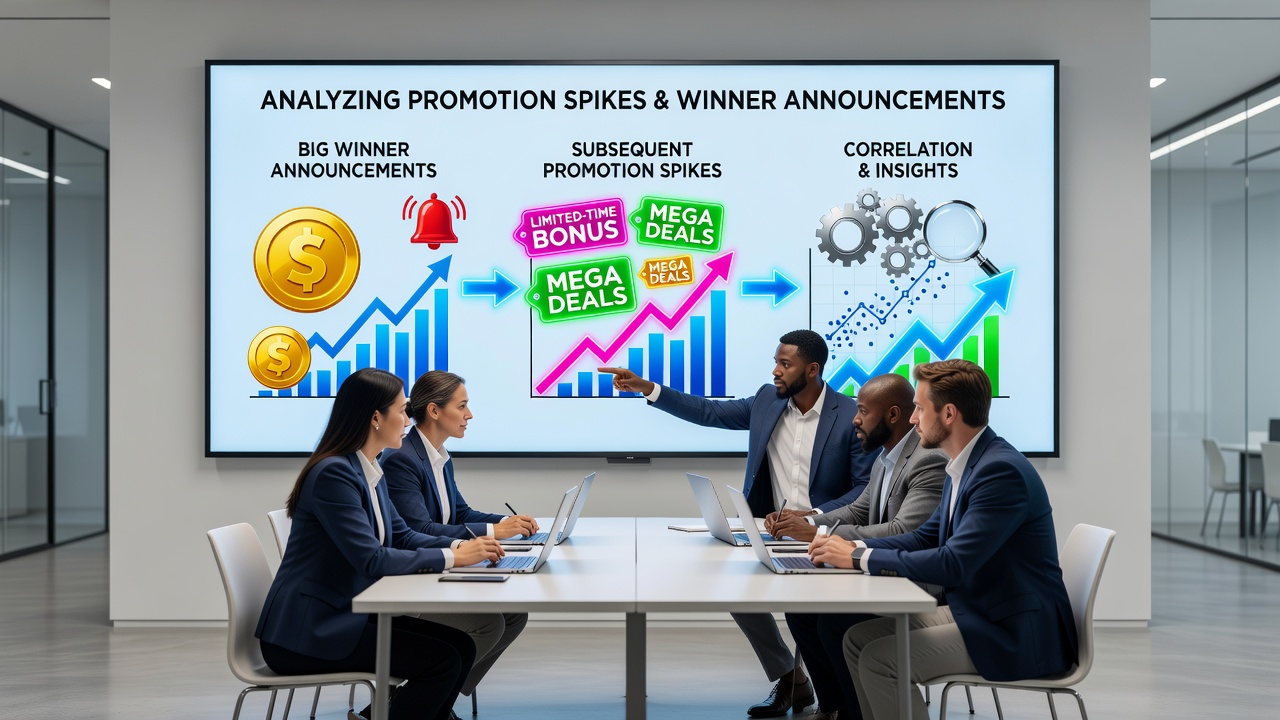 Analytics chart illustrating promotion volume increases following jackpot announcements