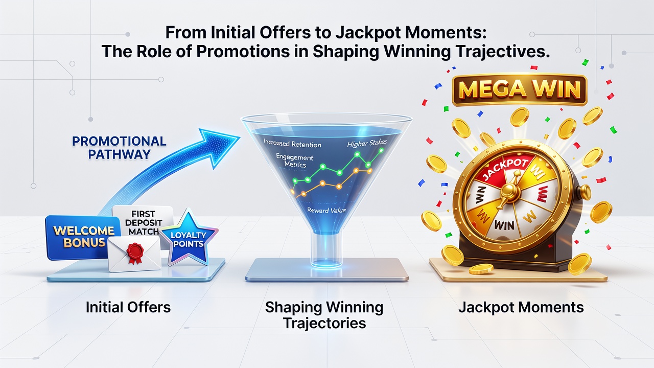 Chart displaying player progression stages with promotion triggers leading to jackpot events