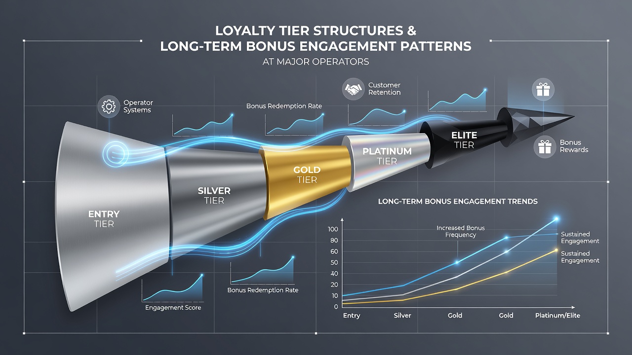 Diagram illustrating casino loyalty tier progression and bonus reward pathways