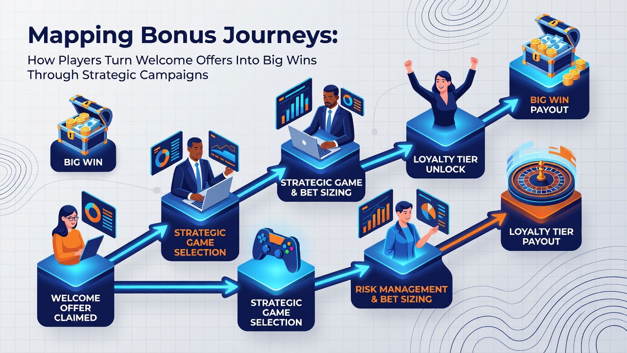 Detailed player journey map illustrating bonus campaign stages and win milestones