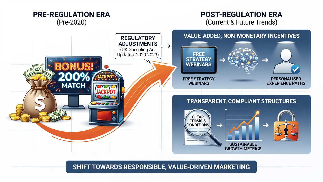 Graph illustrating percentage shifts in bonus types used by UK operators post-regulatory changes