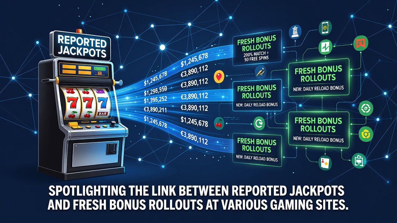 Casino interface showing jackpot notifications alongside active bonus promotions on multiple gaming platforms