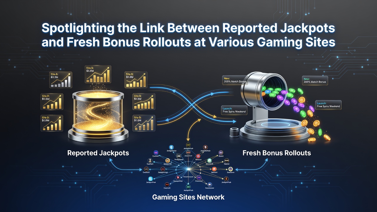 Data visualization charts displaying jackpot win dates next to bonus launch timelines across various casino operators