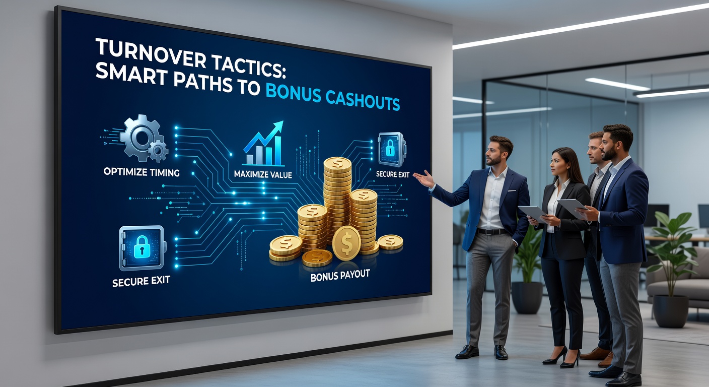 Infographic depicting bankroll strategies for meeting casino bonus turnover, with pie charts and step-by-step icons